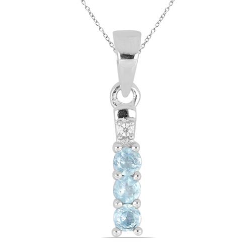 BUY 925 SILVER NATURAL SKY BLUE TOPAZ GEMSTONE  PENDANT